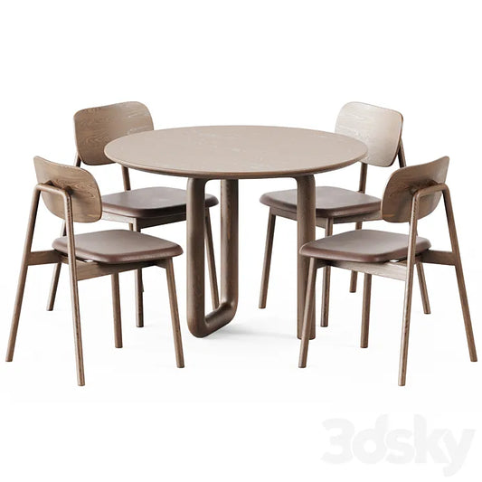 Mono Table by Objects and Ideas and Wooden Klara Chair by Moroso 3DSMAX Model