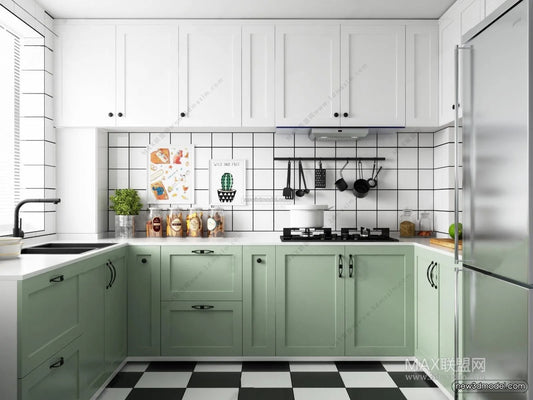 Morandi Style Interior 3D Blocks – Kitchen 3D Scene – 221 – VRAY
