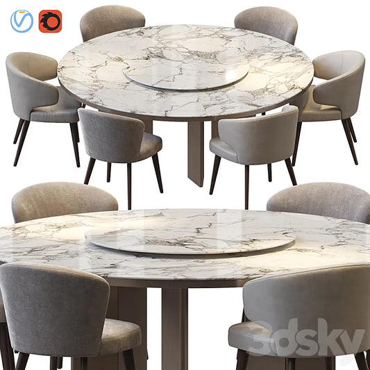 MORGAN MARBLE TABLE AND ASTON DINING CHAIR 3DSMAX Model