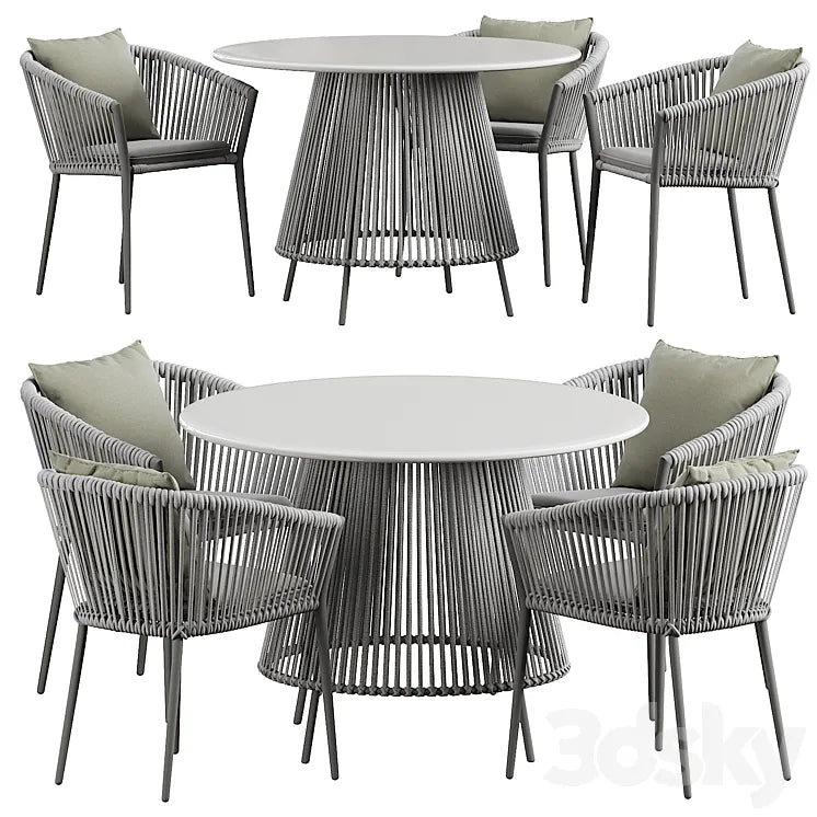Muse dining table Silver round 3DSMAX Model