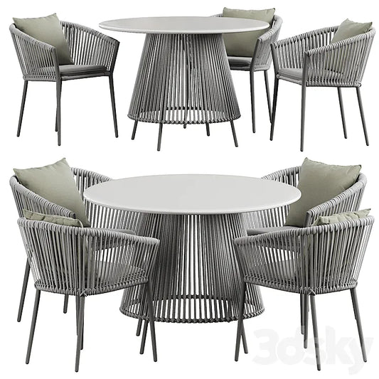 Muse dining table Silver round 3DSMAX Model