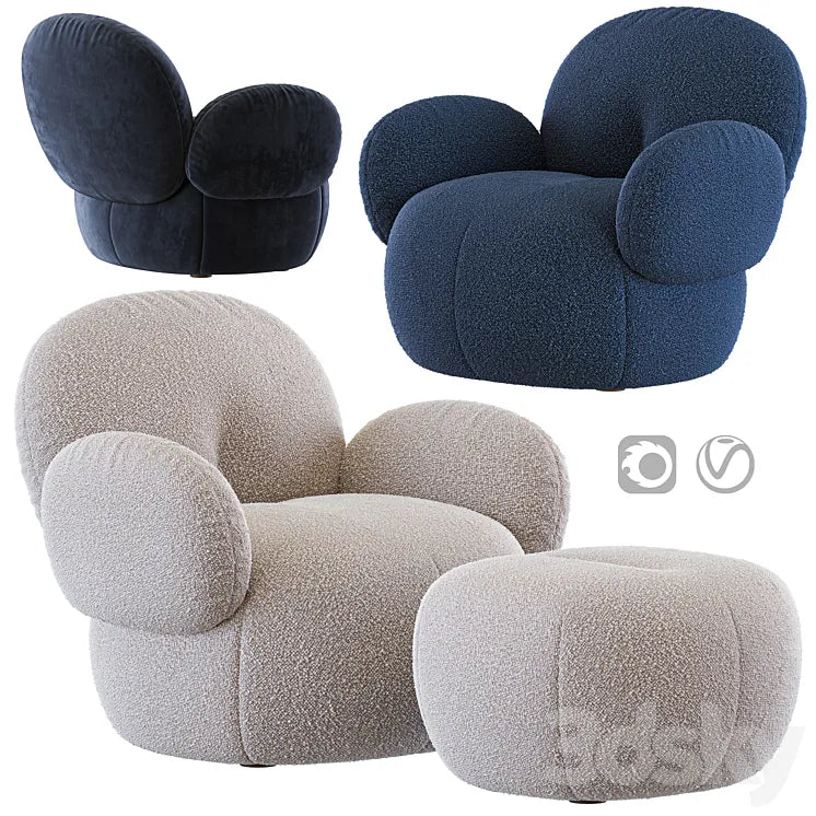 Nana Love Armchair and pouf by Freifrau 3DSMAX Model