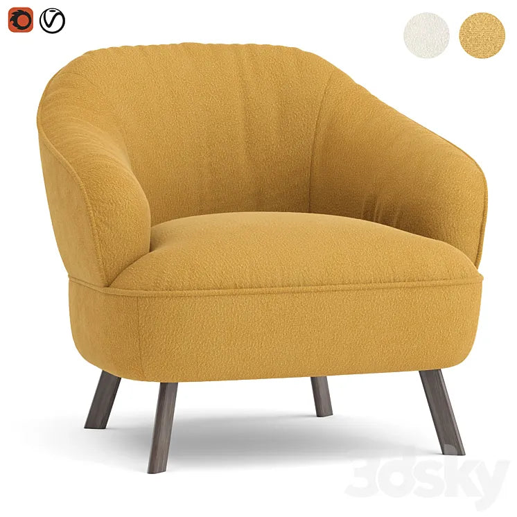 Natuzzi Damen wooden legs armchair 3DSMAX Model