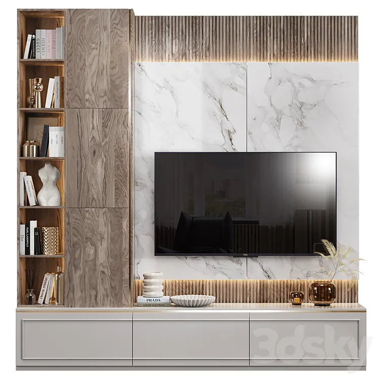 Neoclassical TV wall 021 3DSMAX Model