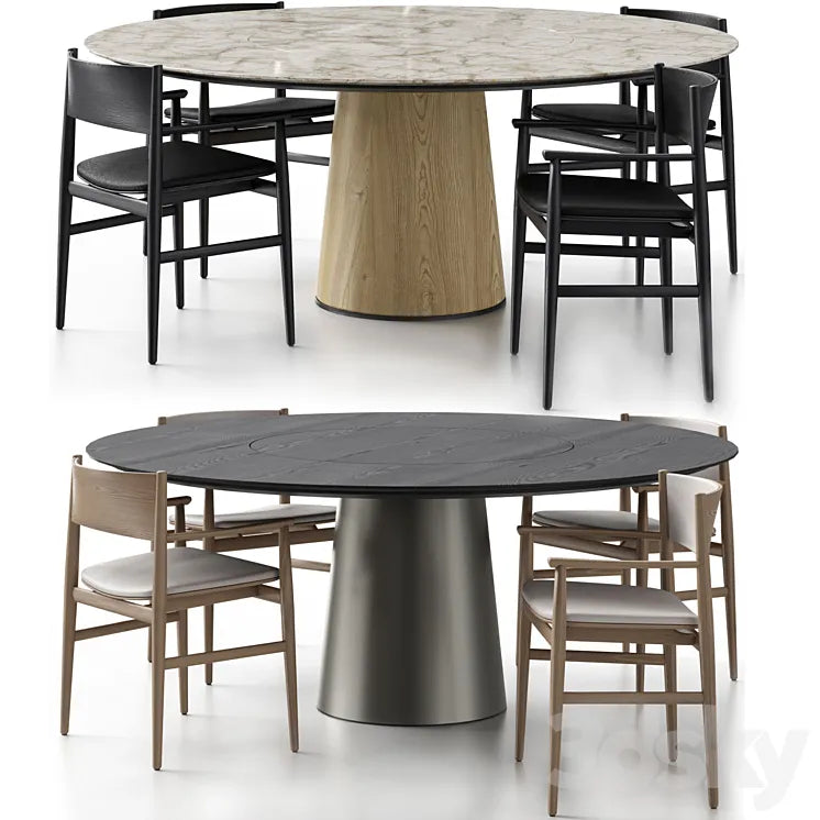 Neve chair with handles and Materic table by Porro 3DSMAX Model