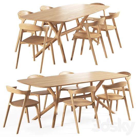 Oak-bok chair oak-x table 3DSMAX Model