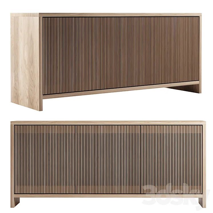 Oak Slatted Credenza by Material 3DSMAX Model