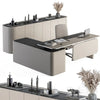 Office Furniture Cream Boss Desk - Manager Set Table 41 3DSMAX Model