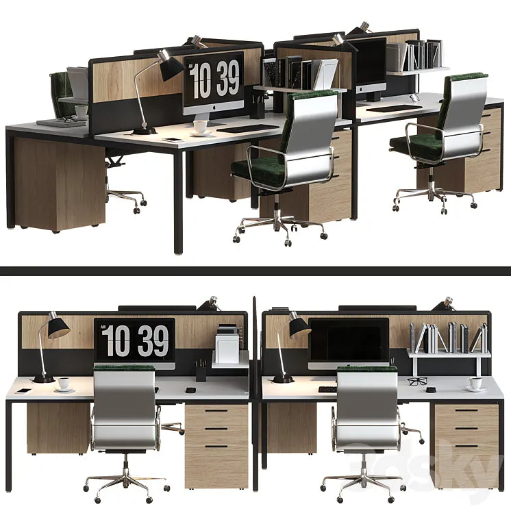 office furniture set modern 3DSMAX Model