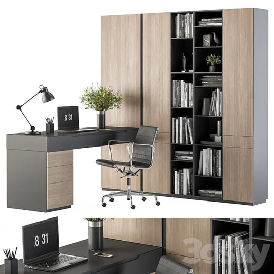 Office Furniture Wardrobe and Table - Home Office 36 3DSMAX Model