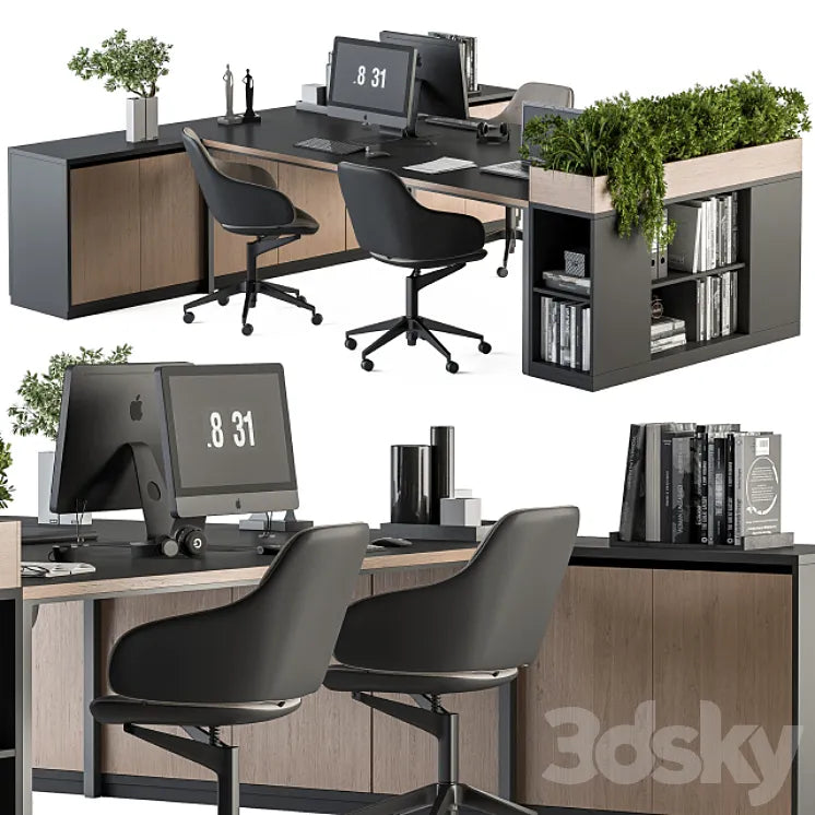 Office Furniture with Plant Box - employee Set 48 3DSMAX Model