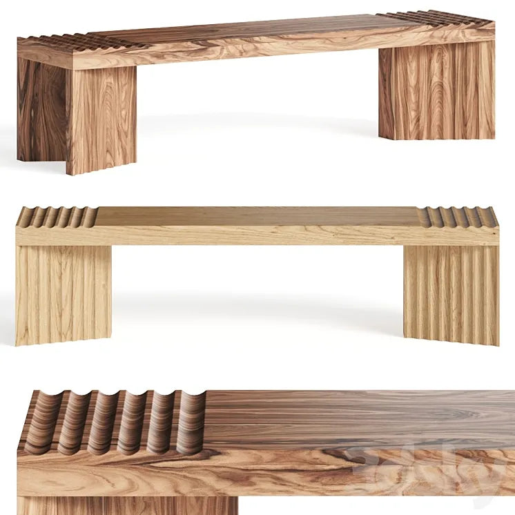 Okha Frequency Wooden Bench 3DSMAX Model