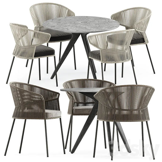 Ola 923 P-IMP and Ola 923/P chairs by Potocco and Teak nero table CF 100 by manutti 3DSMAX Model