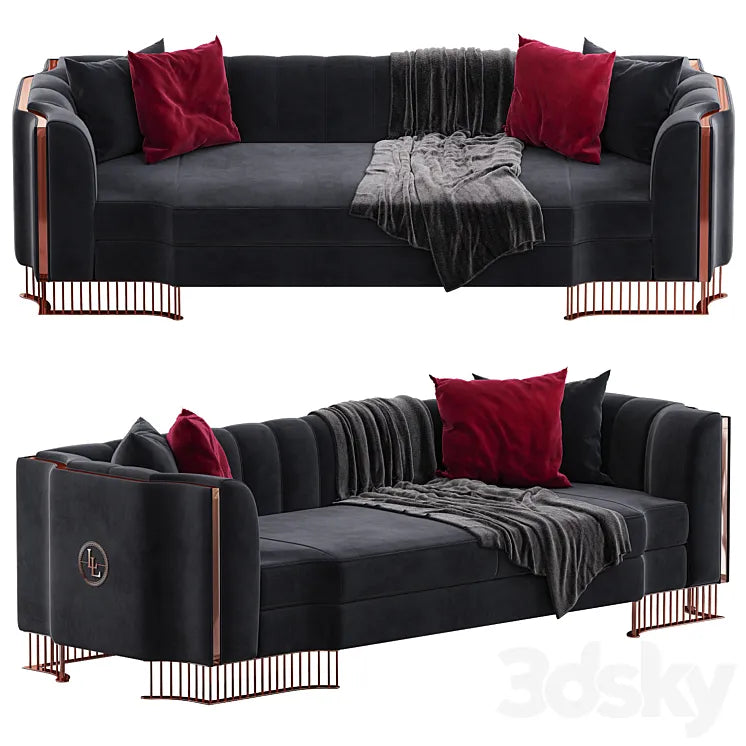 Oriana Sofa 3 Seater black 3DSMAX Model