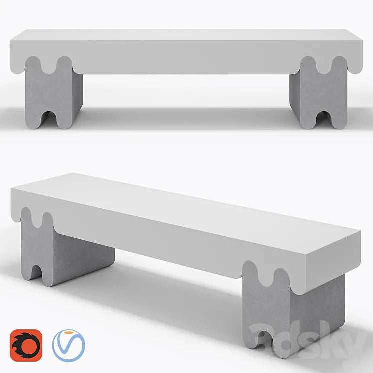 Ossicle Gray Leather Bench №2 3DSMAX Model