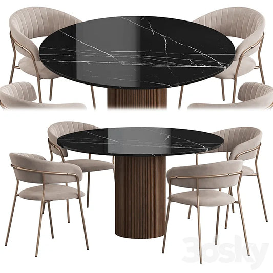 Ostinato table Turin chair Dining set 3DSMAX Model