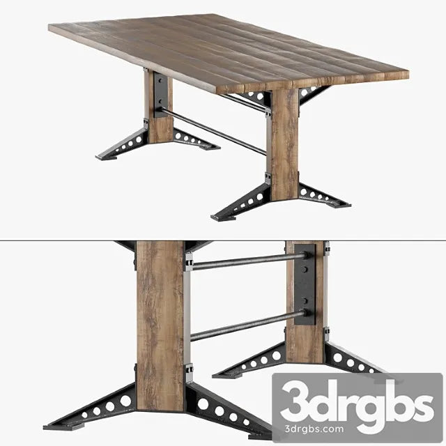 Oud eiken tafel - graz 2 3D Model Free