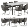 Outdoor Dining Set with Tempered Glass Top Table and Rope Woven Chairs 3DSMAX Model