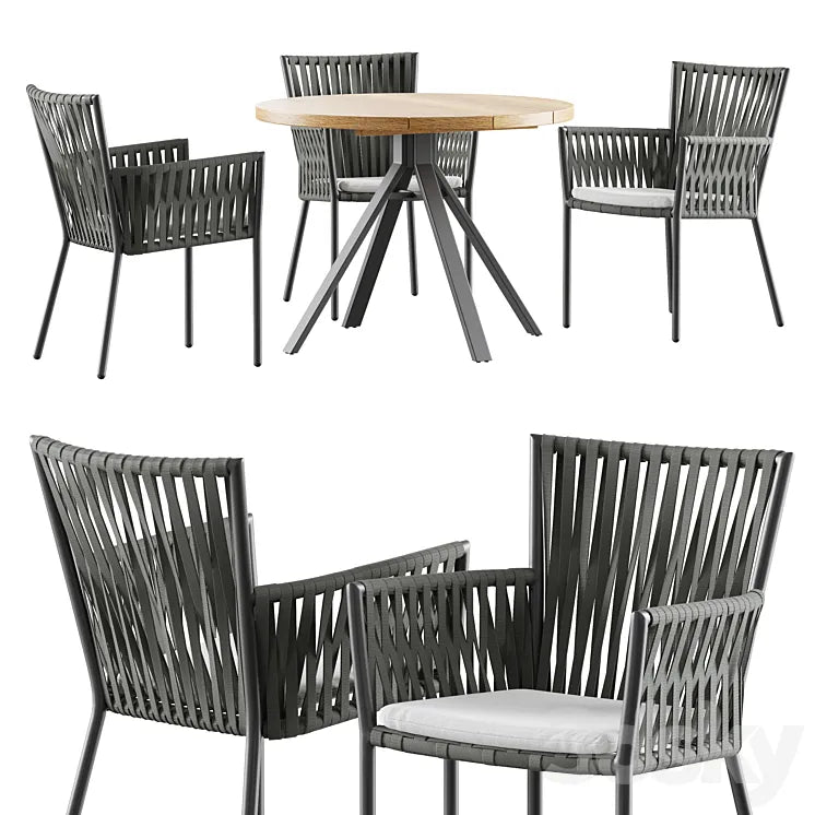 Outdoor garden wicker woven dining set Skyline design Bowline 3DSMAX Model
