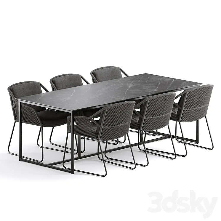 Outdoor Garden Woven Dining Set 3DSMAX Model