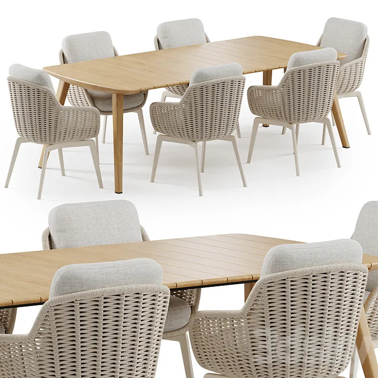 Outdoor Garden Woven Dining Set Belt Cord 3DSMAX Model
