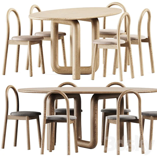 Oval Mono Table by Objects & Ideas and Bobby Upholstered Chair by DesignByThem 3DSMAX Model