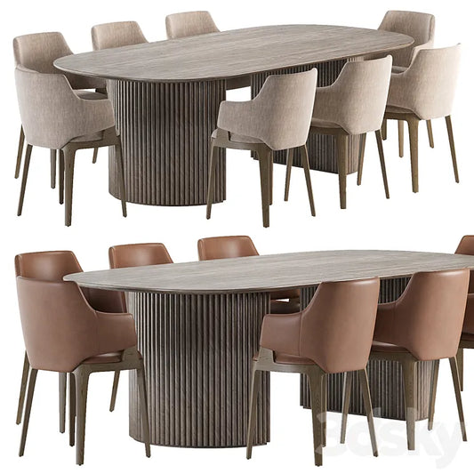 Parc Oval Dining Table and Velis Chair 3DSMAX Model