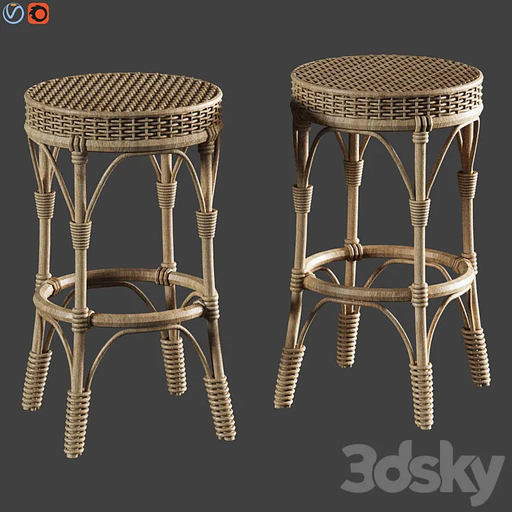 Parisian Woven Backless Bar & Counter Stools 3DSMAX Model