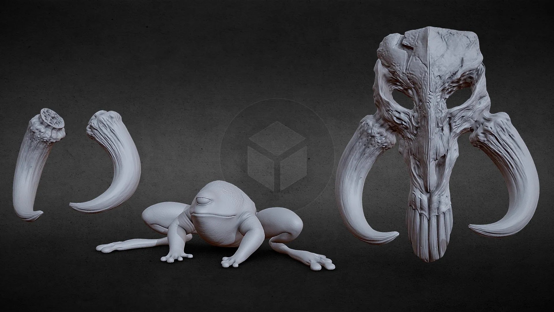 PBR Game 3D Models - 3Dprtbl Mythosaur Skull Sorgan Frog Horns