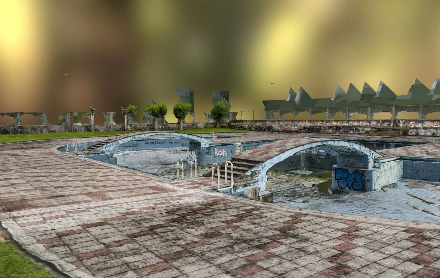 PBR Game 3D Models - Abandoned Swimming Pool Raw Scan