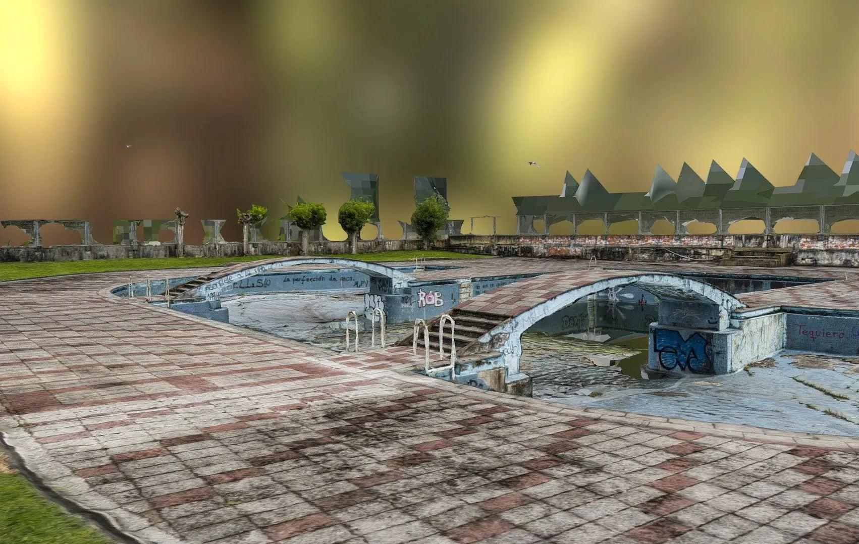 PBR Game 3D Models - Abandoned Swimming Pool Raw Scan