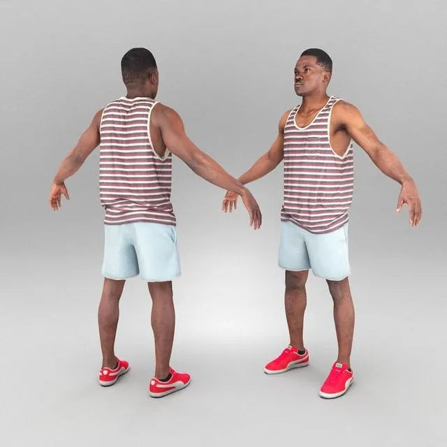 PBR Game 3D Models - African man in casual ready for animation 367