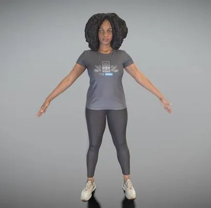 PBR Game 3D Models - African Young Woman In Sportswear In A Pose 311