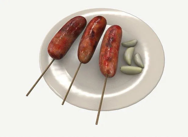 PBR Game 3D Models - Asia food Sausage