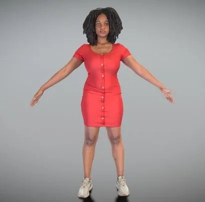 PBR Game 3D Models - Attractive Woman In Casual Dress In A Pose 229