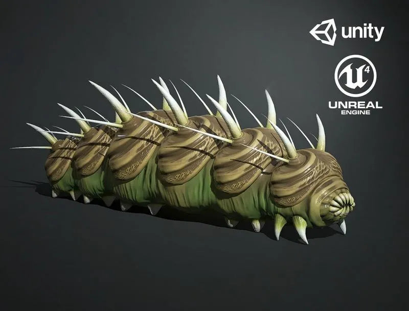 PBR Game 3D Models - Caterpillar Creature