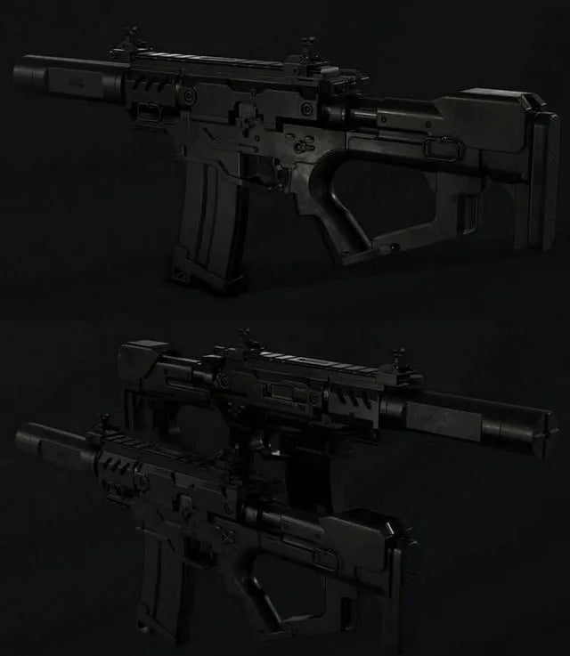 PBR Game 3D Models - Compact Assault Rifle