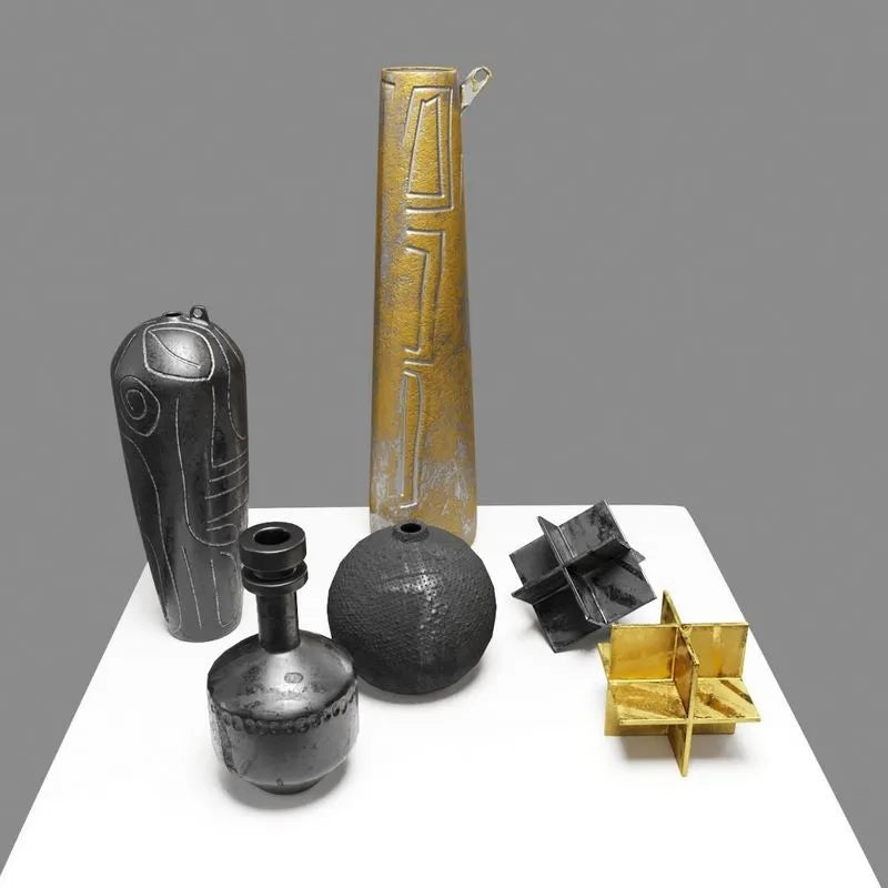 PBR Game 3D Models - Copper Black Brass Objects Set