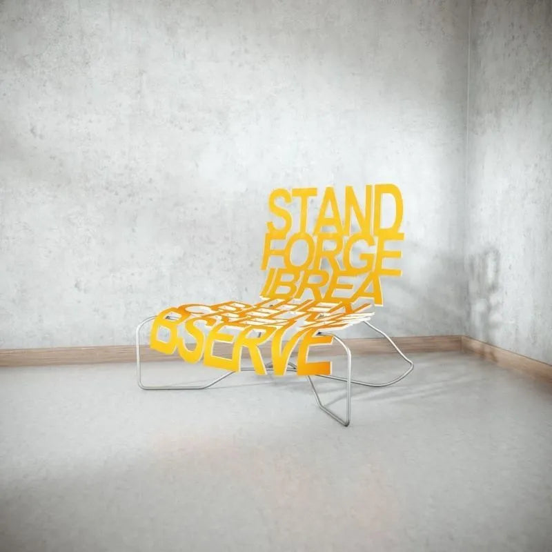 PBR Game 3D Models - Designer Chair with Inscriptions