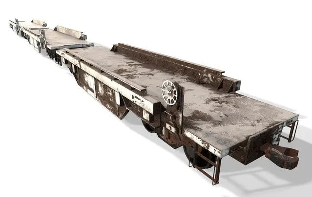 PBR Game 3D Models - Flat Bed Train Rail Cargo Car Carriage