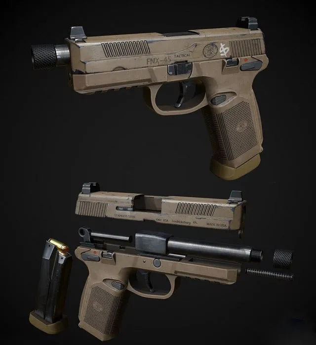 PBR Game 3D Models - FNX-45 Tactical Pistol