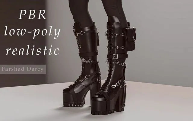PBR Game 3D Models - Gothic high heel boot