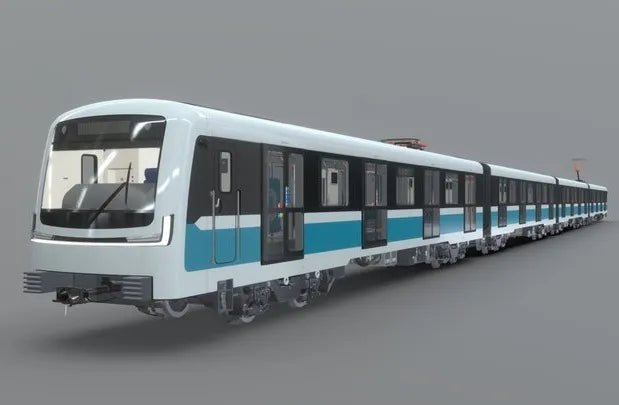 PBR Game 3D Models - Metro Train (With A Pantograph) [Full Interior]