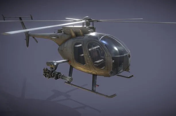 PBR Game 3D Models - MH6 Little Bird (USA Attack Helicopter)