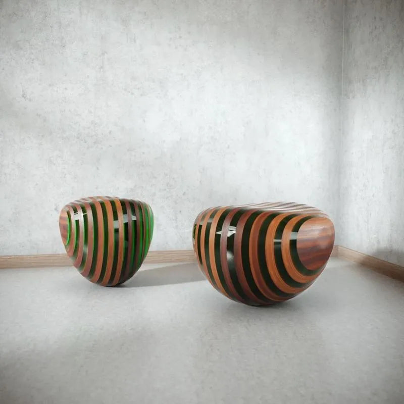PBR Game 3D Models - Modern Wooden Chair-Ottoman