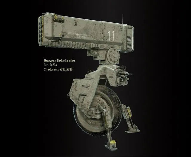 PBR Game 3D Models - Monowheel Rocket Launcher