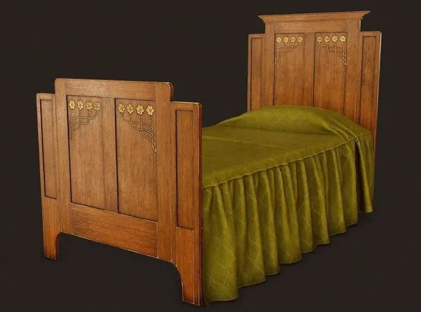 PBR Game 3D Models - Old Bed
