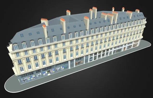 PBR Game 3D Models - Paris Apartment Haussmann Building 01