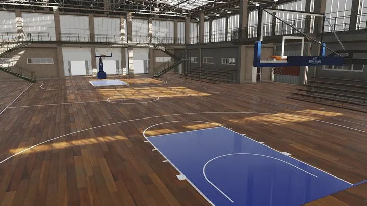 PBR Game 3D Models - School Basketball Court Gymnasium