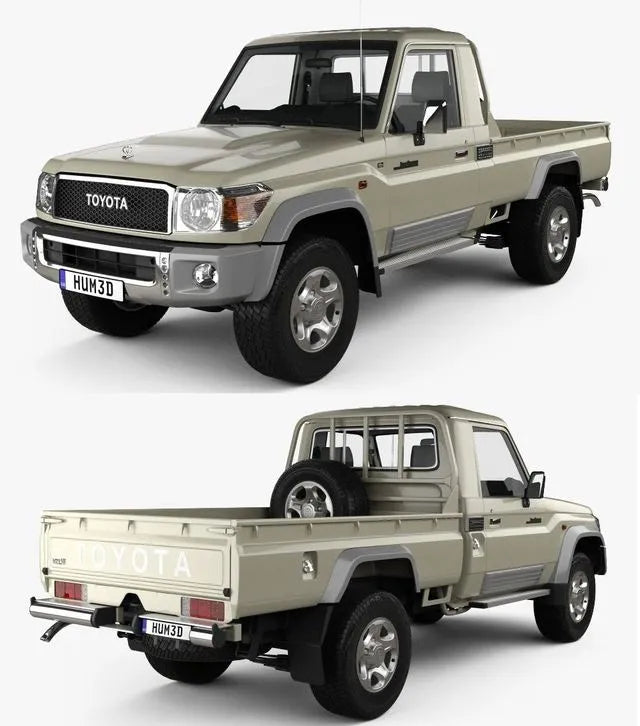 PBR Game 3D Models - Toyota Land Cruiser Single Cab Pickup with HQ interior 2007